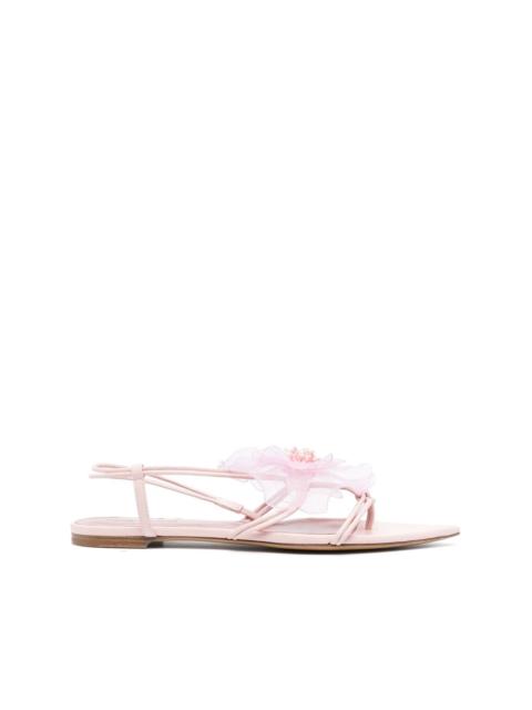 faux-flower leather sandals