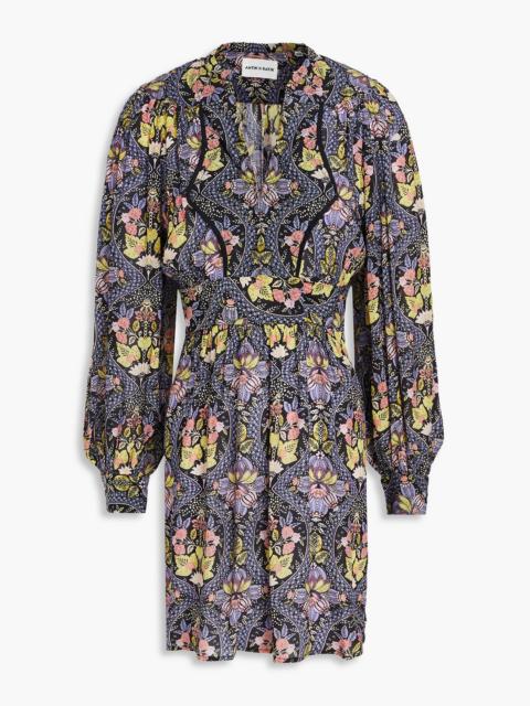 Other Designers Eros quilted floral-print crepe de chine mini dress