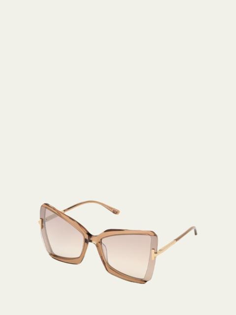 TOM FORD Gia Semi-Rimless Butterfly Sunglasses