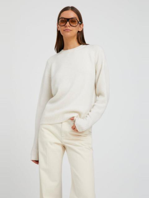 SPRWMN CHALK CASHMERE LOOSE GAUGE CREWNECK