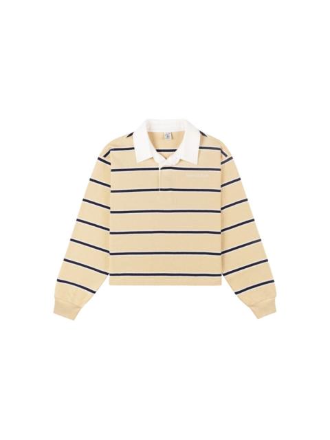Serif logo-embroidered cropped polo shirt