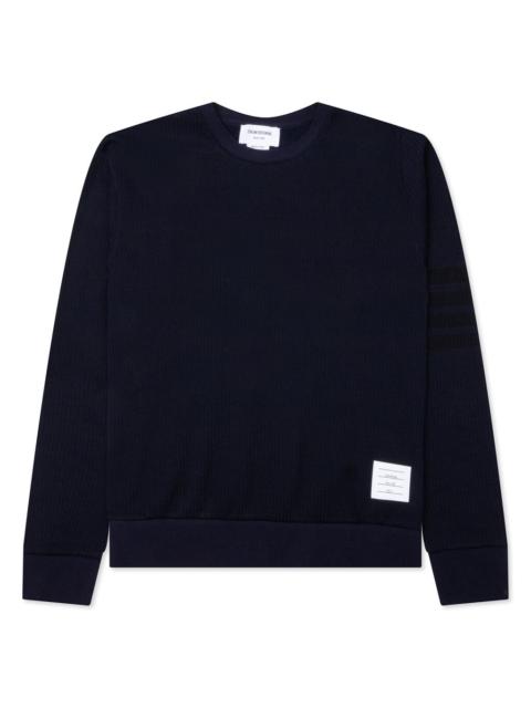 Thom Browne SEERSUCKER LOOPBACK 4-BAR CREW NECK SWEATSHIRT - NAVY