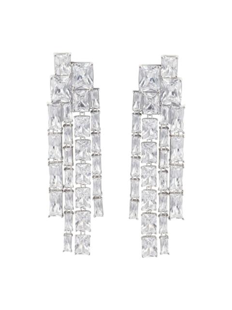self-portrait Silver Earrings 'square Crystal Dangle' With Crystal Details - Metal - Women