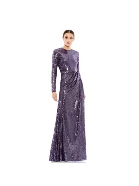 Other Designers Mac Duggal 10824 Sequin Long Sleeve Draped Gown – Amethyst Size 2 NWT