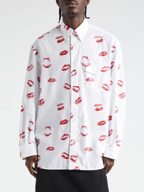 Lips Print Button-Down Shirt