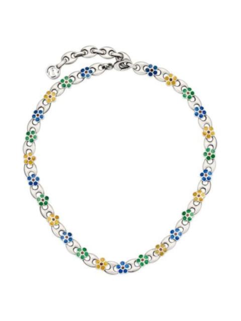GUCCI Blue Enamel Flower Necklace