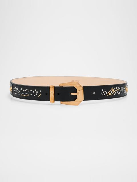 VERSACE Medusa Heritage Studded Leather Belt