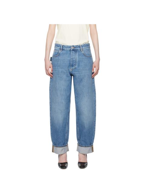 Bottega Veneta Blue Vintage Medium Indigo Turned Up Denim Jeans