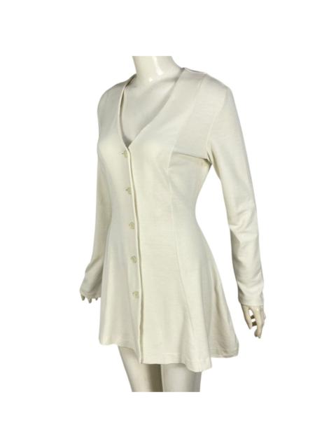 NORMA KAMALI Vintage 90s Norma Kamali Long Sleeve Dress V Neck Button Up