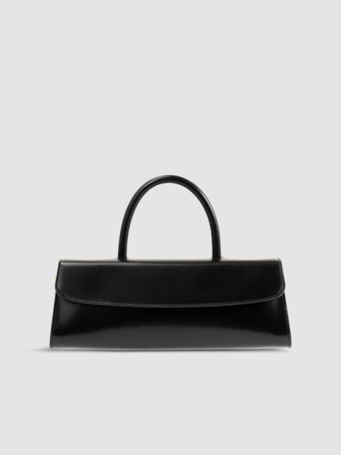 BY FAR Mini Longa Black Semi Patent Leather Top-Handle Bag