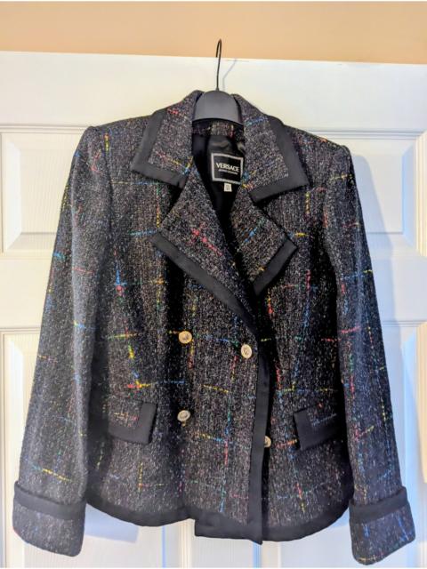 VERSACE Plaid Multicolour stitching tartan wool blazer