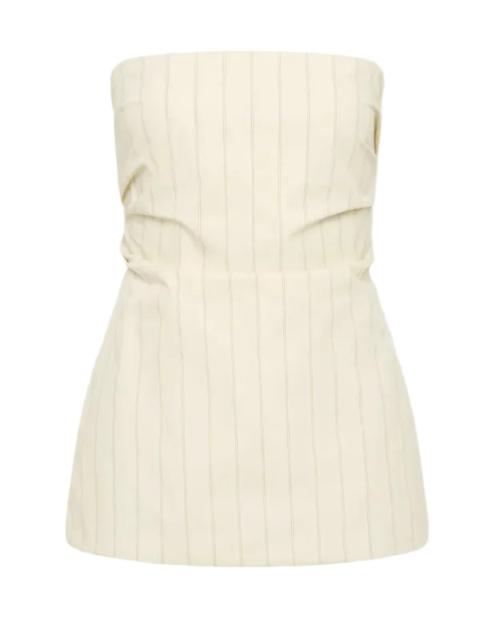 ST. AGNI Strapless Tie Back Top in Ecru Stripe