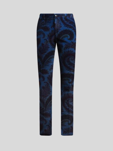 Etro STRAIGHT-LEG RIBBED VELVET TROUSERS WITH FOLIAGE MOTIF