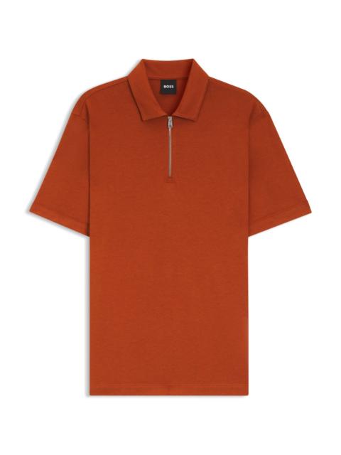 BOSS PIQUÉ POLO SHIRT WITH ZIP NECK