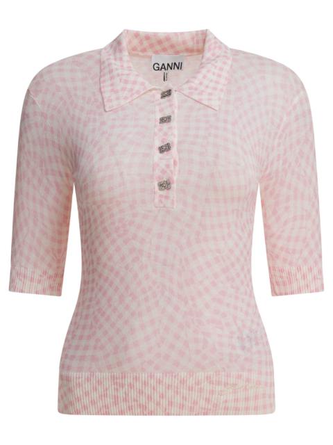Ganni Cotton Printed Polo Shirt