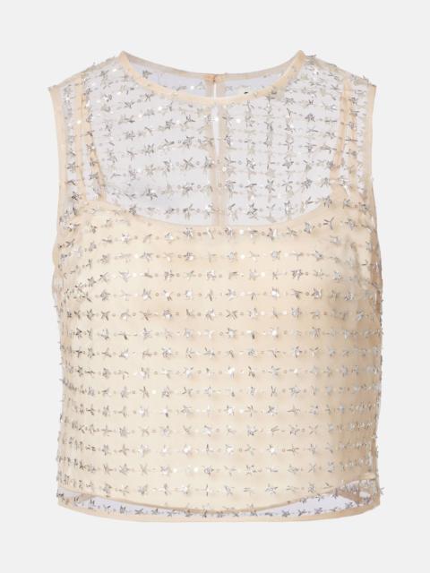 STAUD Seraphina sequined tulle top