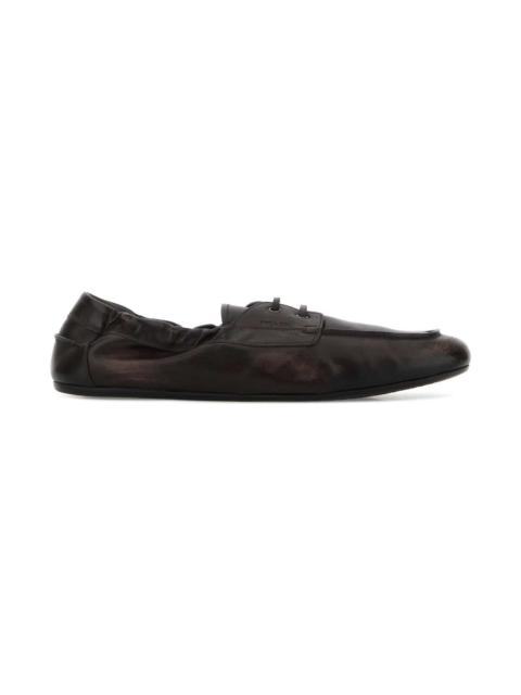 Prada Dark Brown Leather Loafers
