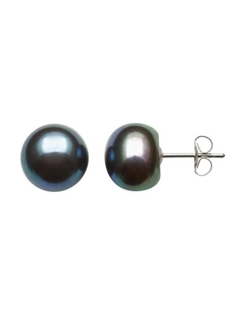 Other Designers Belacqua 9-9.5mm Black Freshwater Button Pearl Stud Earrings in Sterling Silver Jewelry for Women