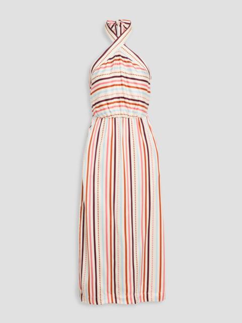 lemlem Ajani striped charmeuse halterneck midi dress