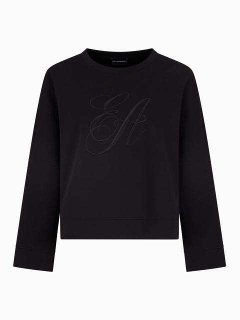 EMPORIO ARMANI DOUBLE-JERSEY SWEATSHIRT WITH OVERSIZED LOGO EMBROIDERY