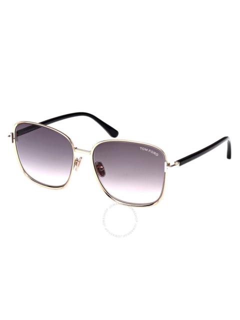 TOM FORD Tom Ford Fern Smoke Gradient Square Ladies Sunglasses FT1029 28B 57