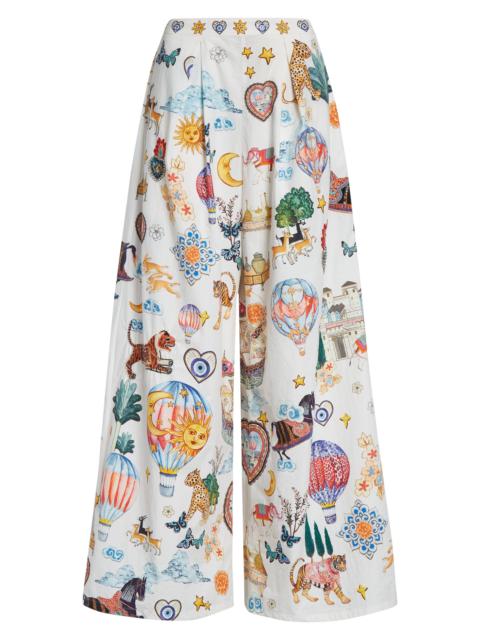 CAMILLA Camilla Kapadokya Kitsch Pleated Organic Cotton Wide Leg Pants at Nordstrom