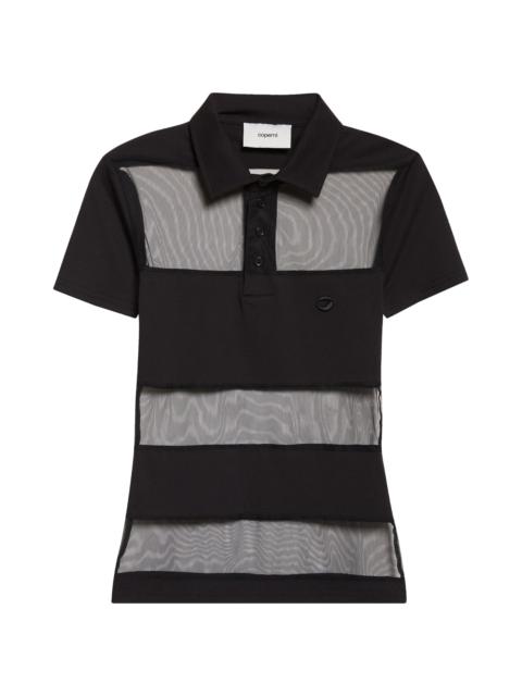 COPERNI Coperni Stripe Sheer Polo in Black Black at Nordstrom