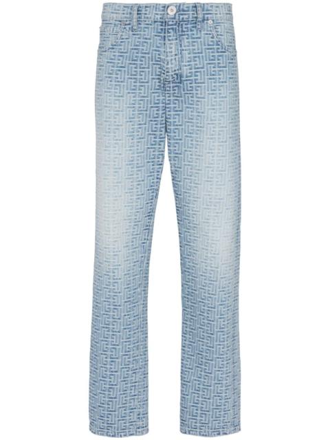 Balmain monogram-jacquard straight-leg jeans