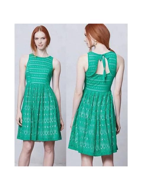 Other Designers Anthropologie Sunstream Eyelet Green Broderie Anglaise Dress Small
