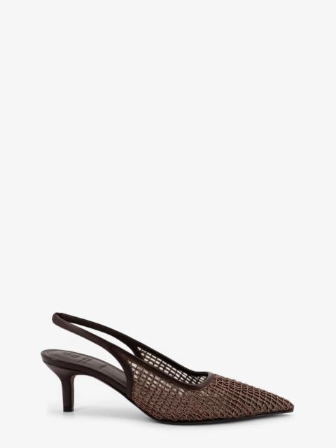 Brunello Cucinelli Brunello Cucinelli Leather Décolleté With Precious Net Detail