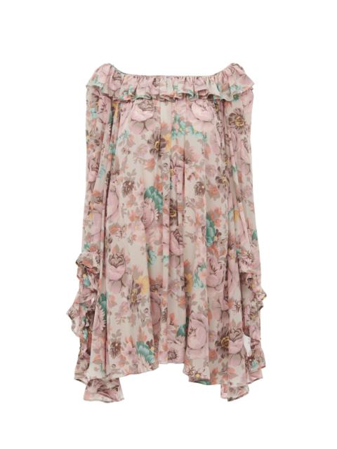 Chloé SQUARE-NECK RUFFLED MINI DRESS IN CRÊPE DE CHINE