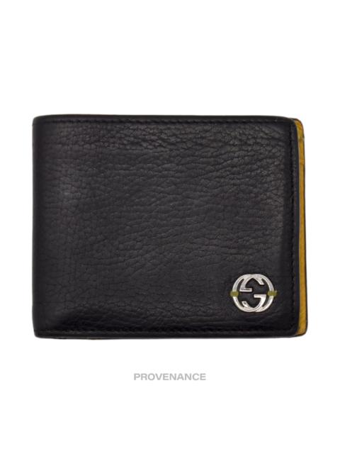 GUCCI Gucci GG Logo Bifold Wallet - Black/Yellow Leather