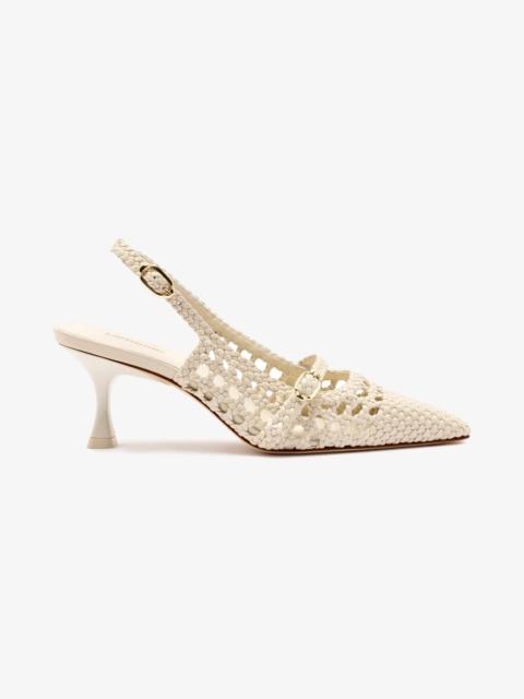 Larroudé Ines Macrame Pump In Ivory Leather