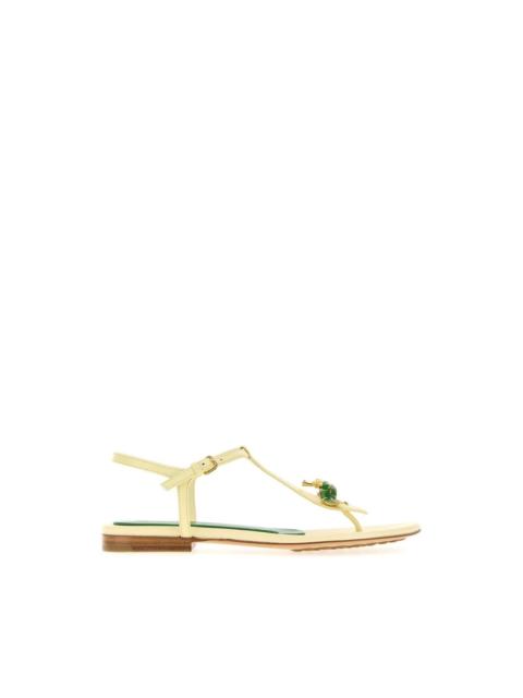 Bottega Veneta BOTTEGA VENETA Rana Flora Leaf Yellow Leather Sandals New &
