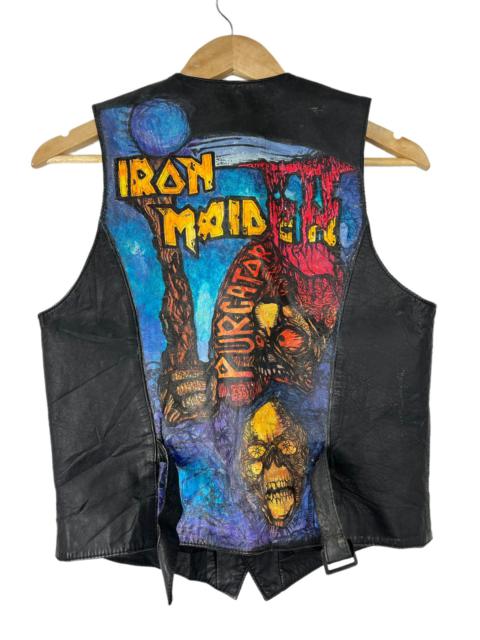 Other Designers Handmade - 🔥HOT ITEM🔥 IRON MAIDEN LEATHER VEST WITH ART DESIGN HANDMADE