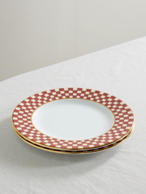 La DoubleJ Set Of Two Gold-plated Porcelain Dinner Plates