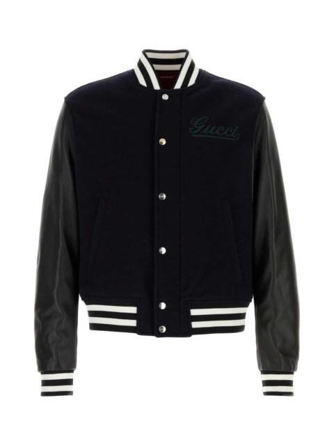 GUCCI Gucci Men Midnight Blue Wool Bomber Jacket