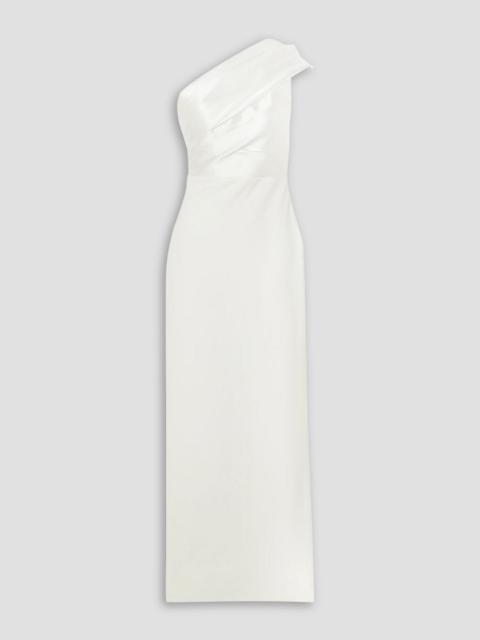 SOLACE LONDON Selia one-shoulder satin-twill and crepe maxi dress