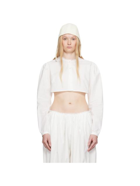 COLLEEN ALLEN White Cotton Crop Blouse