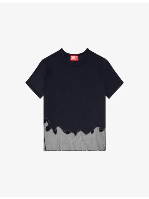 Diesel T-Inlay-R1 Tulle-Inlay Stretch-Woven T-Shirt