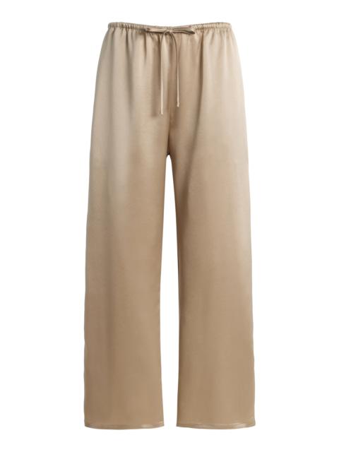 LESET Barb Satin Cropped Drawstring Pants brown