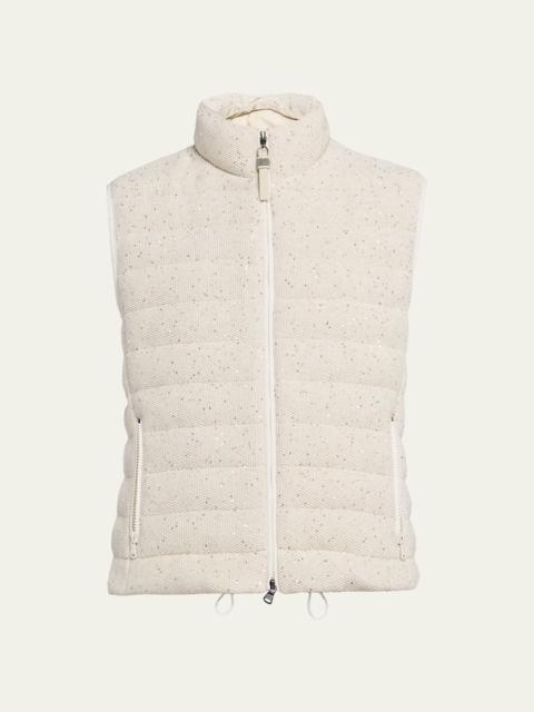 Brunello Cucinelli Sparkling Cotton Paillette Puffer Vest