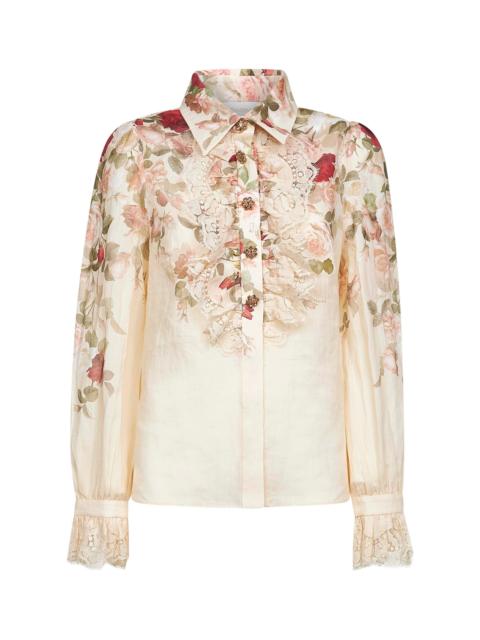 Zimmermann Cream Cascade print Hypnotic Tux shirt