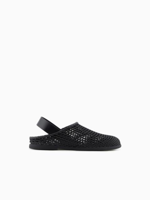 GIORGIO ARMANI LEATHER AND RUBBER SANDALS