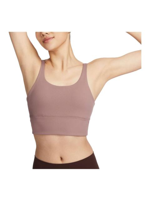 (WMNS) Nike Zenvy Rib Light-Support Padded Longline Sports Bra 'Smokey Mauve' FZ6508-208