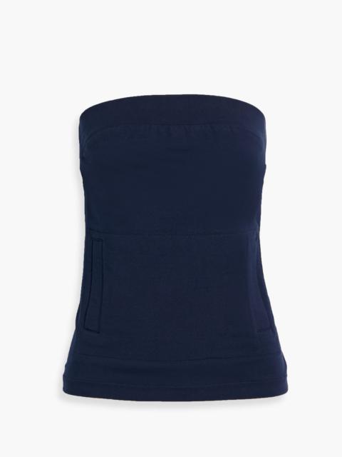 NORMA KAMALI Strapless French cotton-blend terry top