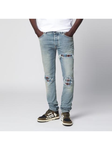 AMIRI Amiri Mx1 Distressed Flannel-Patched Jeans In Medium Indigo Men