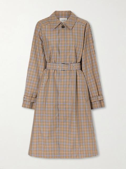 FRAME Belted Checked Cotton-blend Trench Coat