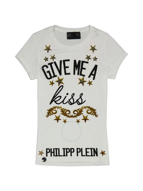 Philipp Plein Ladies Olev White Cotton Jersey T-shirt