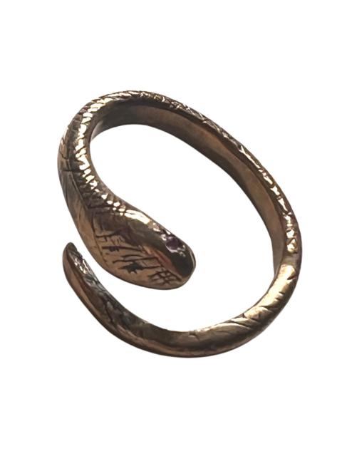 Other Designers Ruby Snake Ring Bronze Adjustable